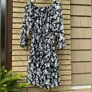 Floral navy and White Dress size 8